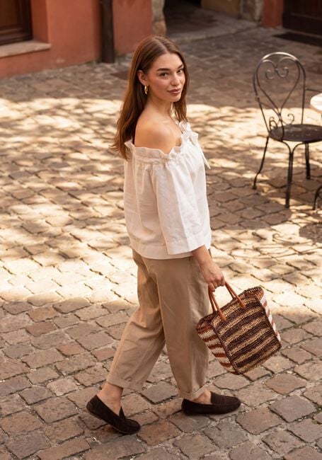 Gebroken wit SUMMUM  TOP MODAL LINEN BLEND - large