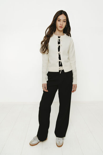 FRANKIE & LIBERTY Pull TIRZA BOWTIE CARDIGAN Crème - large