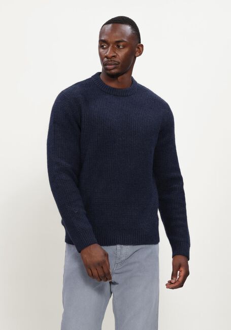 SELECTED MEN Pull SLMRAI LS KNIT WAFFLE CREW NECK Bleu fonc&eacute; - large