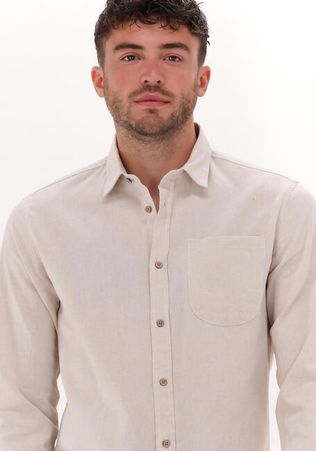 Beige ANERKJENDT Casual overhemd AKLOUIS COT/LINEN SHIRT - large