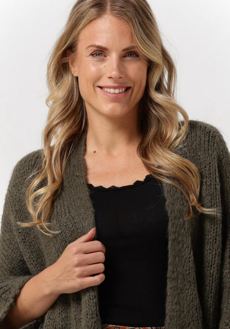 SUMMUM Gilet KIMONO CARDIGAN RUSTIC MOHAIR BLEND KNIT en vert - large