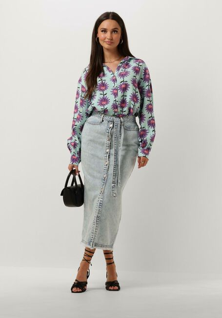 POM AMSTERDAM VIOLET FLOWER AQUA BLOUSE - large