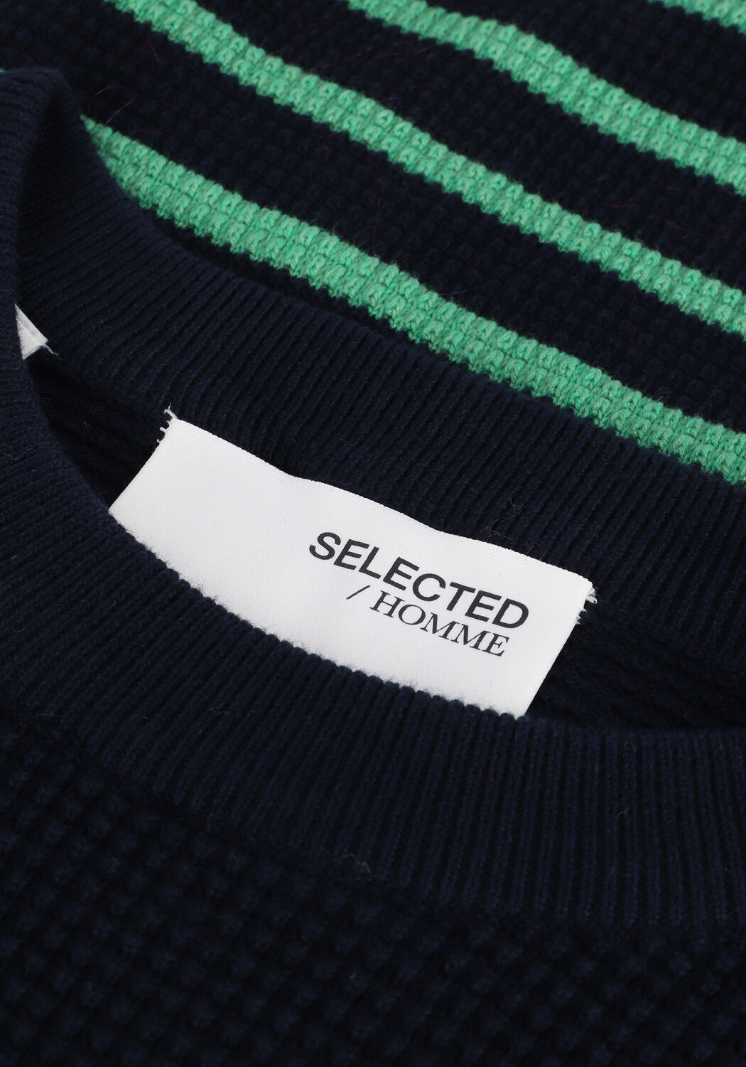 Donkerblauwe SELECTED MEN Trui SLHRENSON LS KNIT CREW NECK W - large