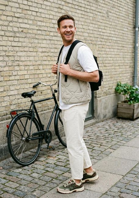 WOODBIRD Veste sans manches WBTRAIS QUILT VEST en beige - large