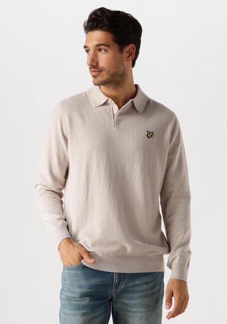 LYLE & SCOTT Pull COTTON MERINO LONG SLEEVE KNITTED POLO en beige - large