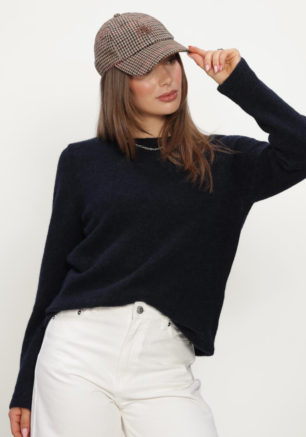 Donkerblauwe SELECTED WOMEN Trui SLWLULU NEW LS KNIT O-NECK - large