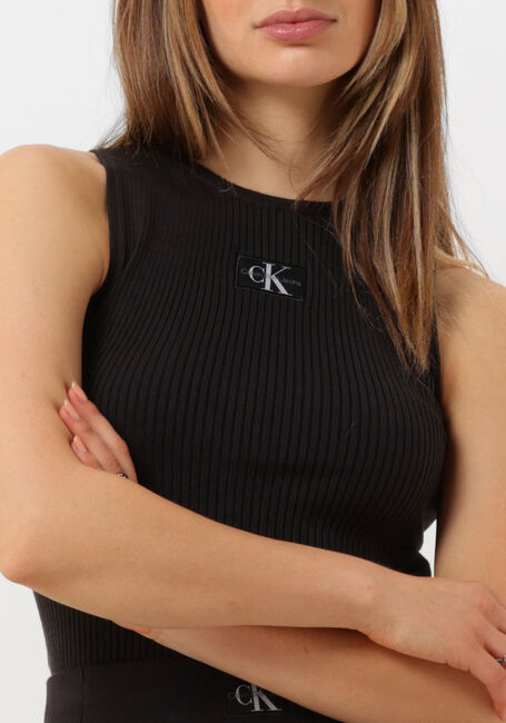 CALVIN KLEIN Haut WOVEN LABEL SWEATER TANK TOP en noir - large