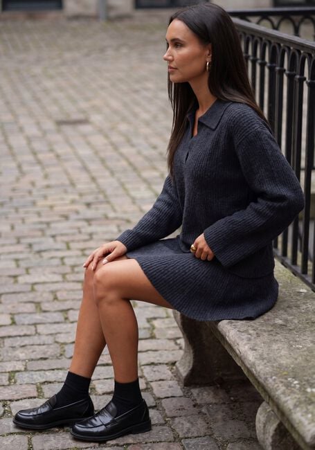Donkergrijze EDITED Minirok ADALEE WOOL KNIT SKIRT - large