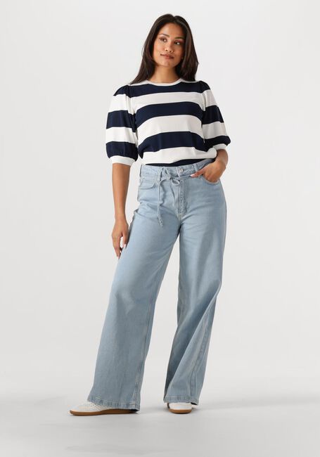 JANSEN AMSTERDAM Haut KIMMIE TOP K 136 BIG STRIPE SHORT PUFFED SLEEVE en bleu - large