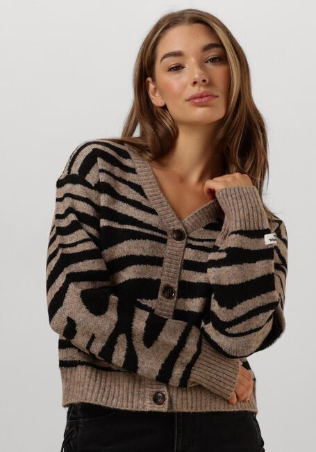 COLOURFUL REBEL Gilet SHARA ZEBRA KNITTED CARDIGAN en marron - large