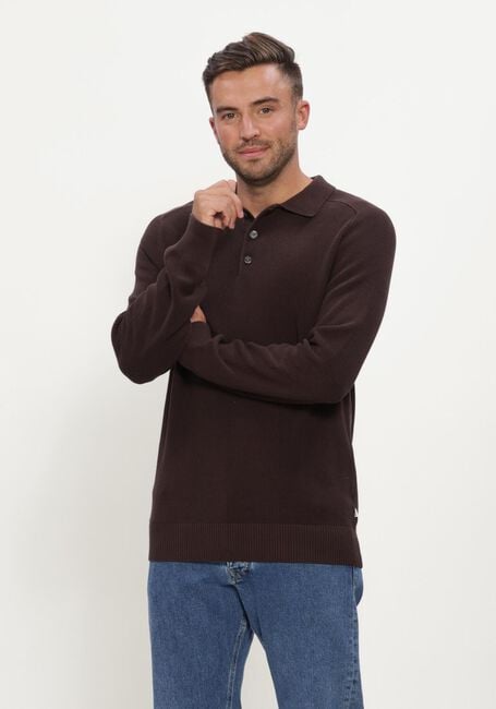 JC RAGS Pull POLO LONG SLEEVE EWALD en marron - large