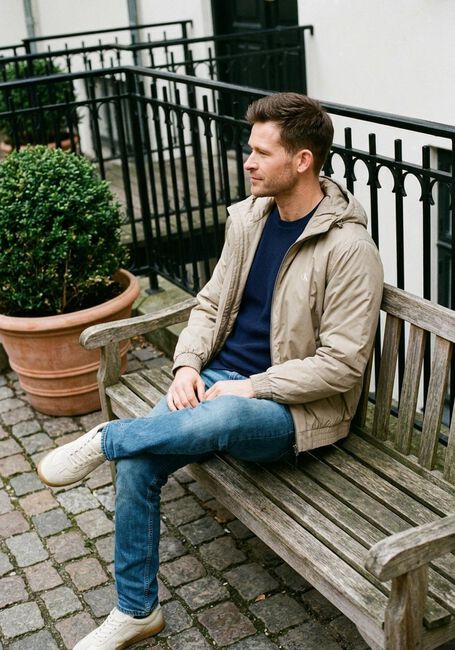 CALVIN KLEIN Jack LS HOODED RIPSTOP HARRINGTON JKT en beige - large