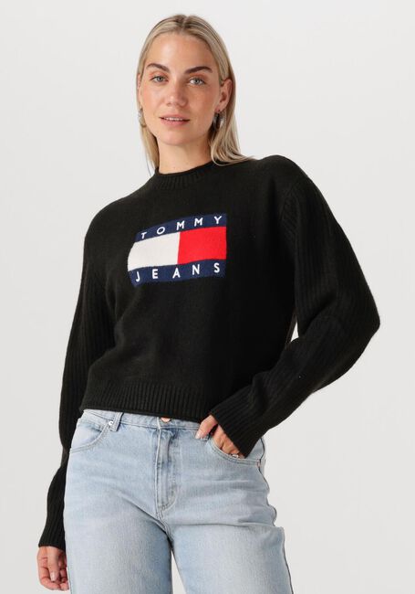 TOMMY JEANS Chandail TJW MELANGE FLAG SWEATER RIB EXT en noir - large
