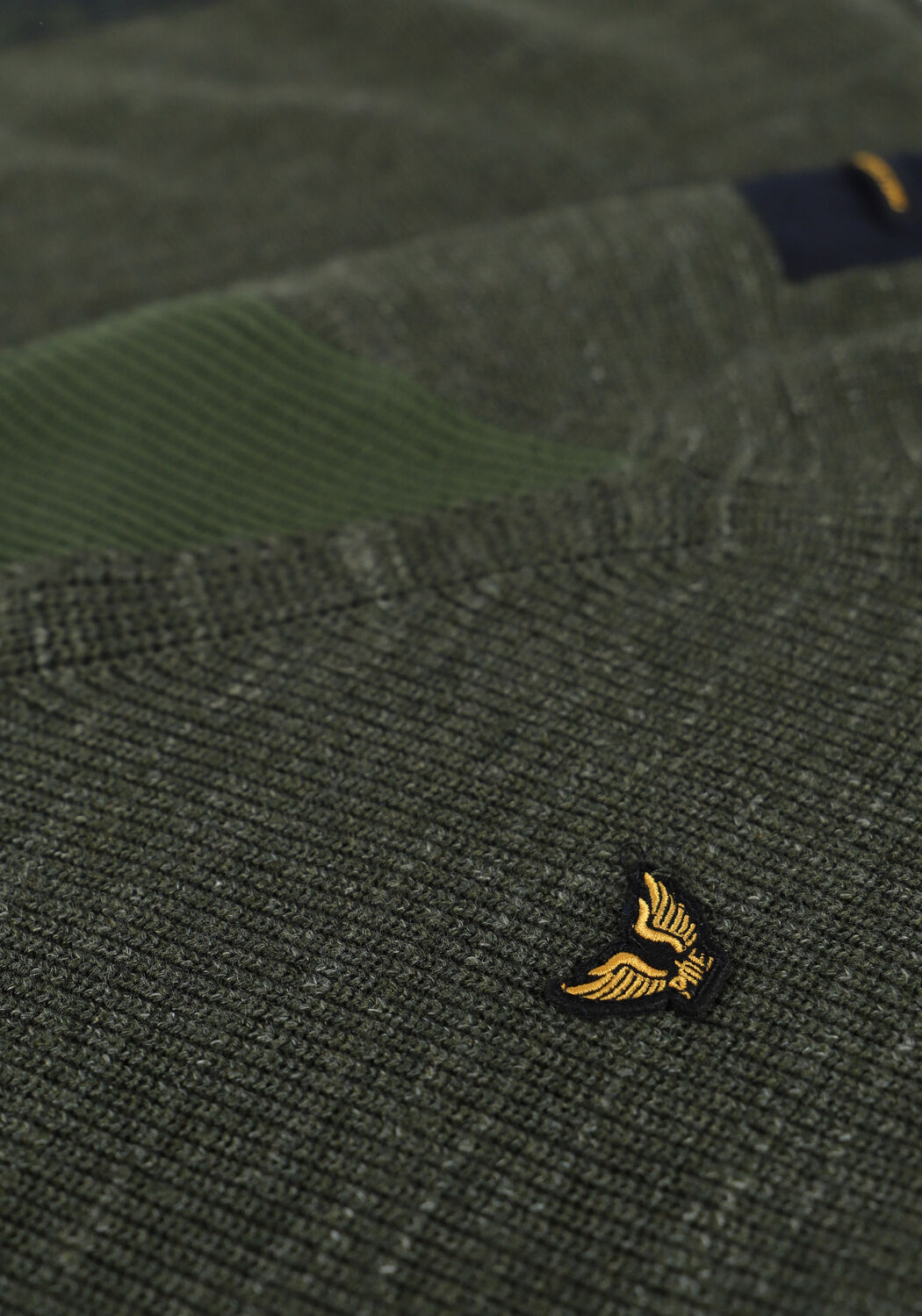 Groene PME LEGEND Trui R-NECK COTTON RIB KNIT - large