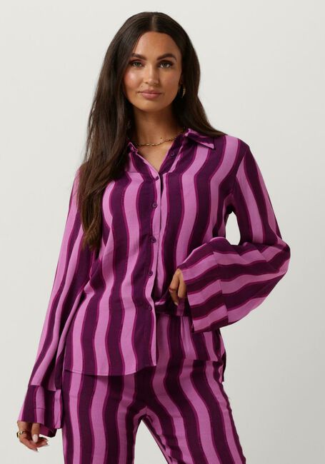 Paarse COLOURFUL REBEL  TIA STRIPES KIMONO SLEEVE BLOUSE - large