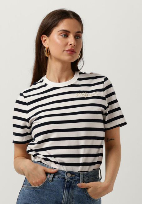 TOMMY HILFIGER T-shirt REG GOLD BUTTON C-NK SS en blanc - large