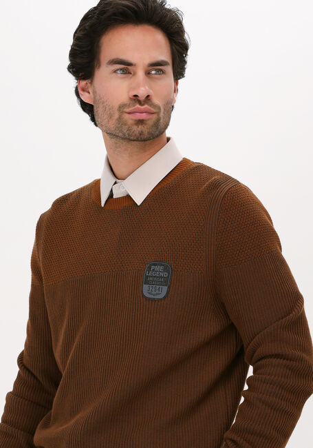 PME LEGEND Pull R-NECK COTTON PLATED en marron - large