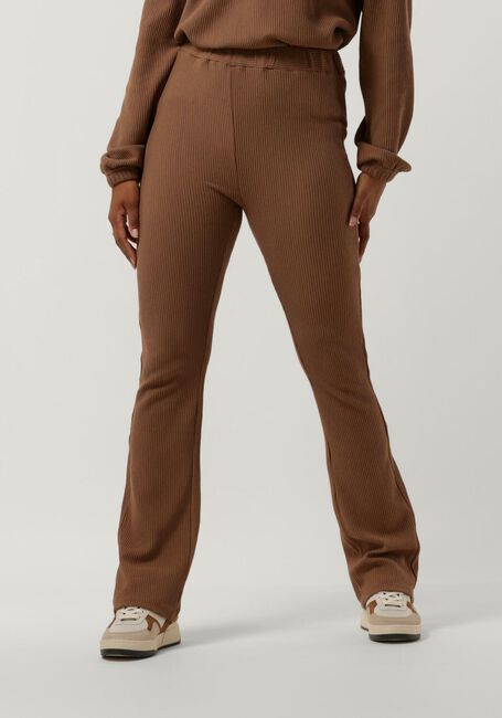 SIMPLE Pantalon évasé FLAIR JER-ORG-COT-22-3 en marron - large