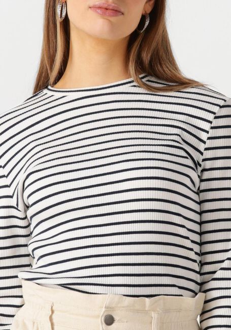 COLOURFUL REBEL T-shirt JESSIE STRIPE RIB LONG SLEEVE TOP en blanc - large