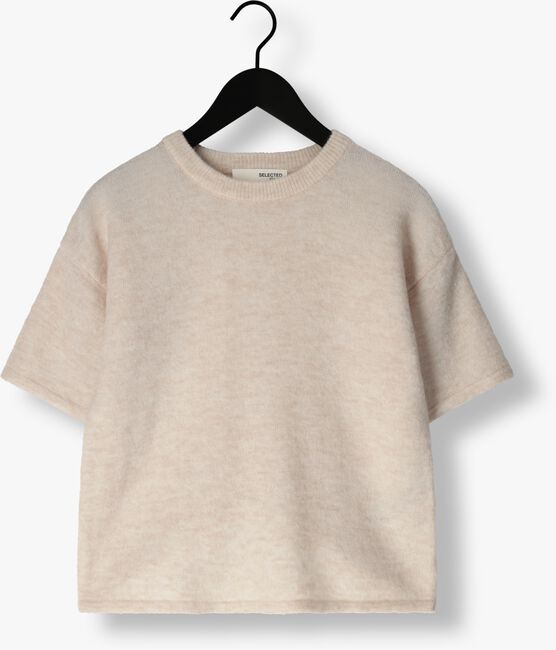 SELECTED FEMME T-shirt SLFMALINE-LILIANA 2/4 KNIT O-NECK en beige - large