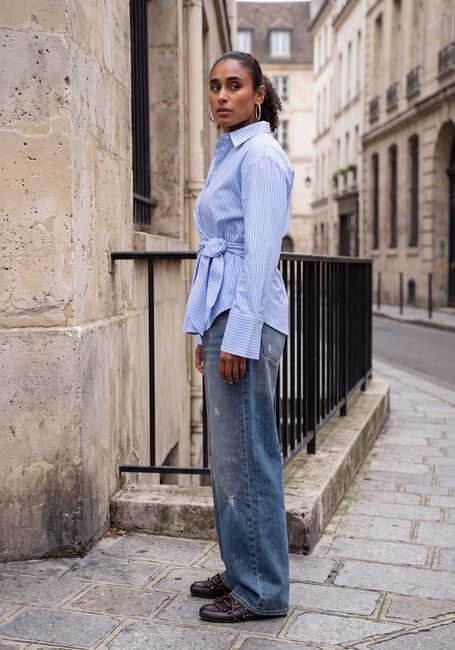 NEO NOIR HELISA STRIPE SHIRT Blouses Bleu clair - large