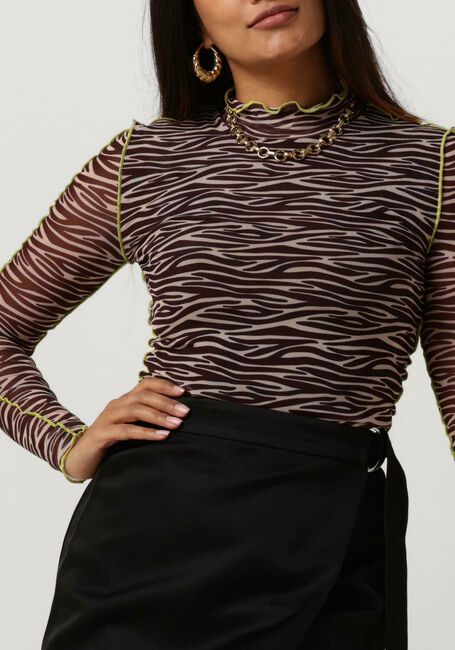 COLOURFUL REBEL Haut NEYO ZEBRA OVERKLOCK MESH TURTLENECK TOP en marron - large