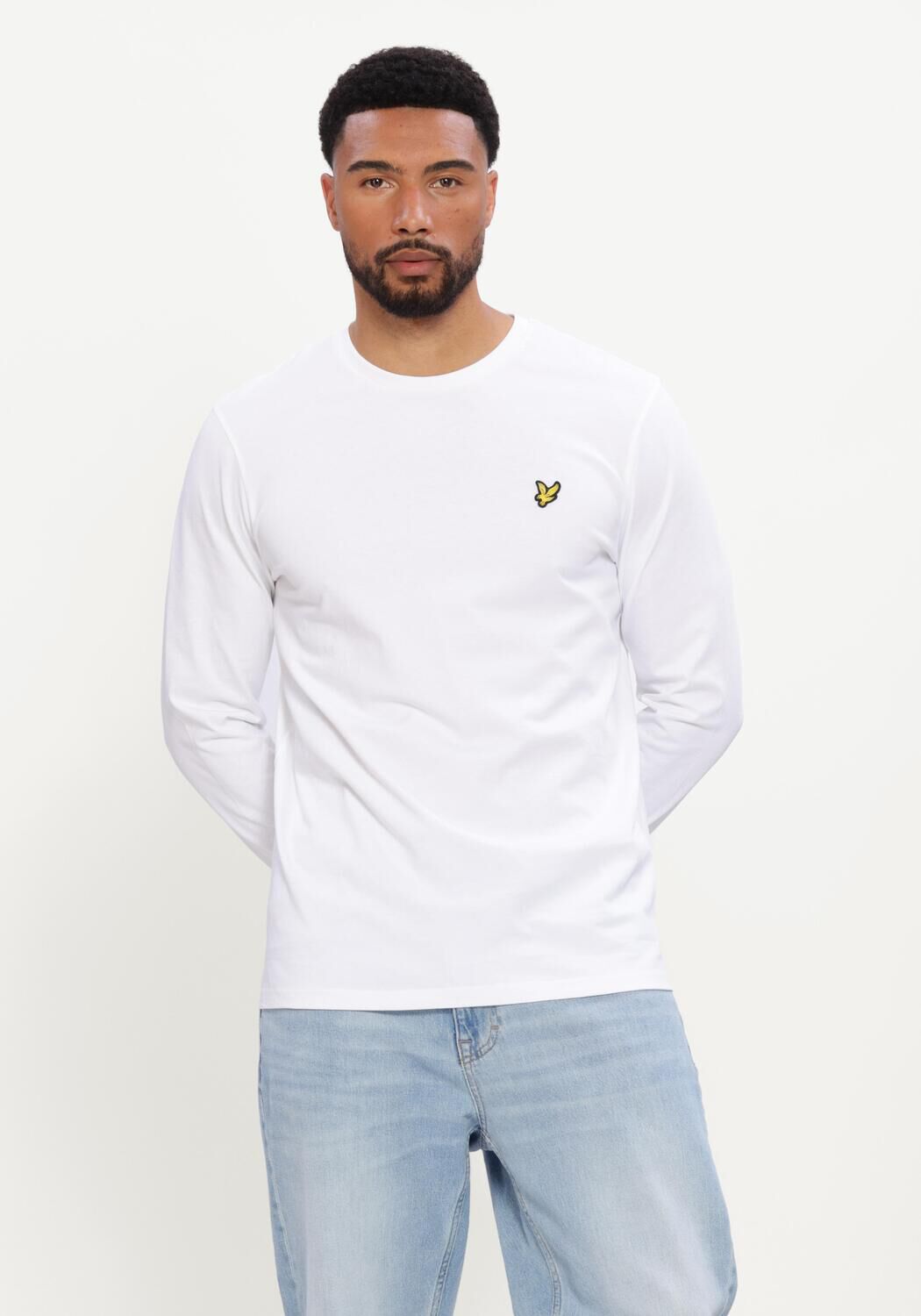 Witte LYLE & SCOTT T-shirt PLAIN L/S T-SHIRT - large