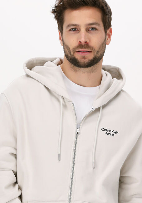 Beige CALVIN KLEIN Vest STACKED LOGO ZIP-THROUGH - large