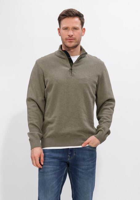 Groene BARBOUR Trui COTTON HALF ZIP KNITTED JUMPER - large