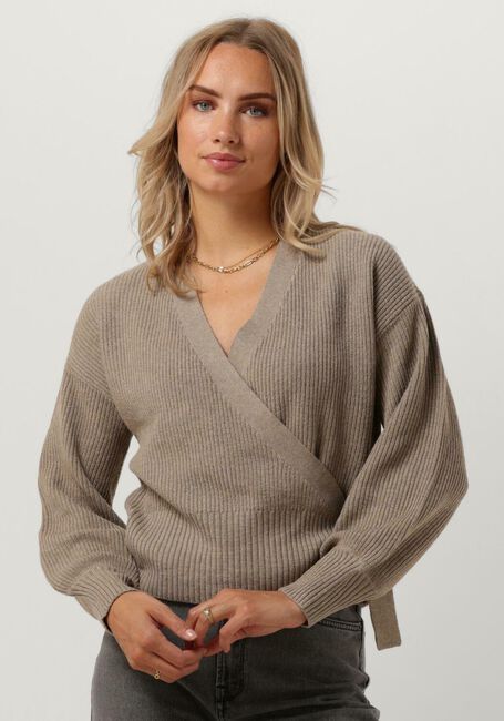 OBJECT Gilet OBJMALENA L/S WRAP CARDIGAN NOOS en beige - large