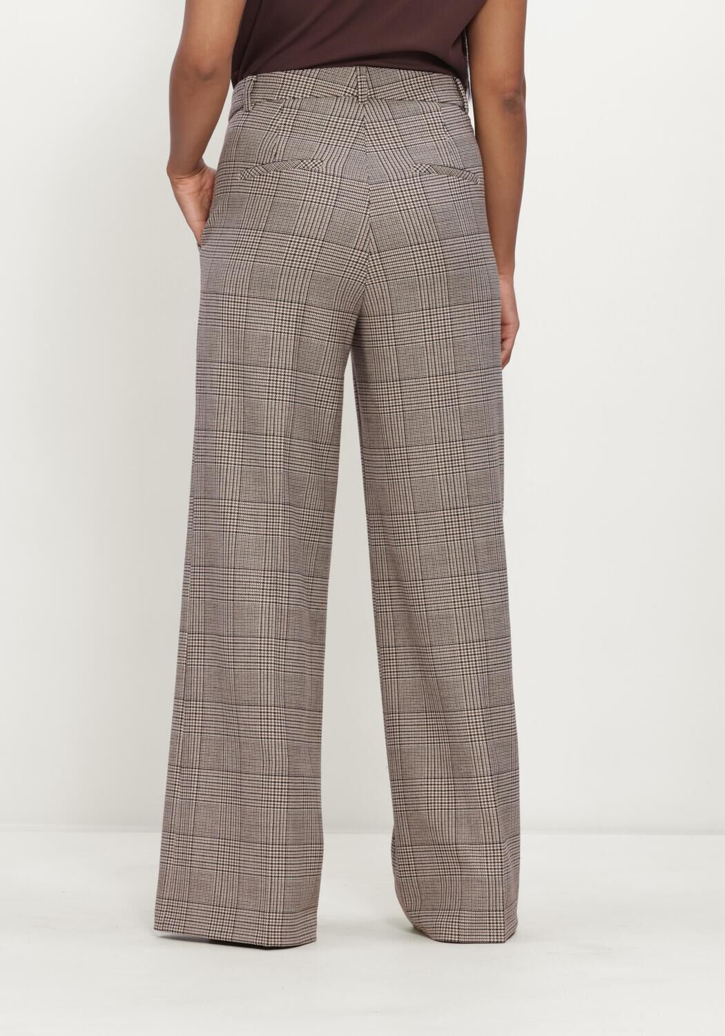 CAMBIO Pantalon large ALEXIS WOVEN CLASSICAL GLENCHECK WOOL SUBSTITUTE en beige - large