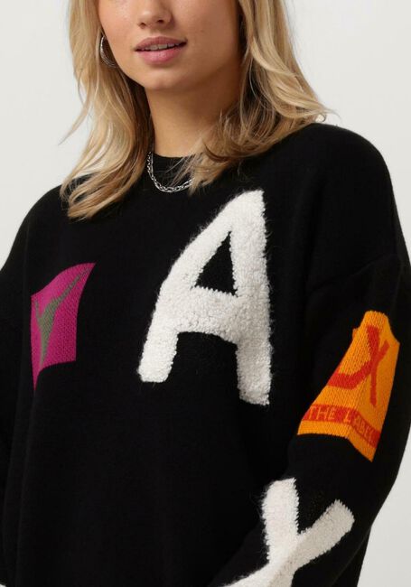 Zwarte ALIX THE LABEL Trui LADIES KNITTED ART WORK PULLOVER - large