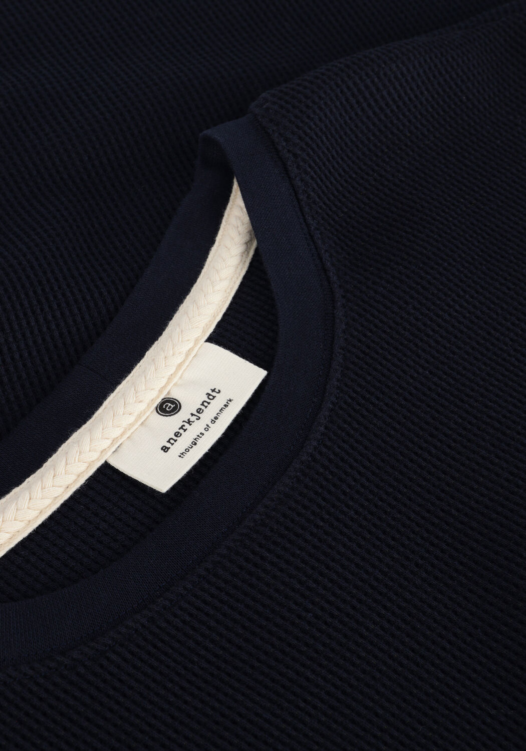 Donkerblauwe ANERKJENDT T-shirt AKKIKI S/S WAFFLE TEE - large