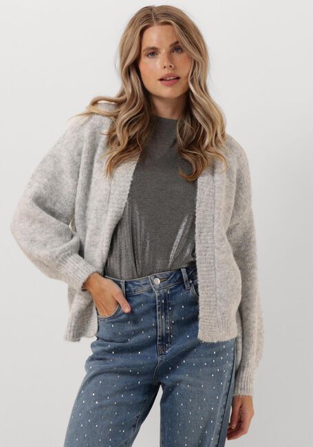 SUMMUM Gilet PUFF SLEEVE CARDIGAN COZY MELANGE KNIT en blanc - large