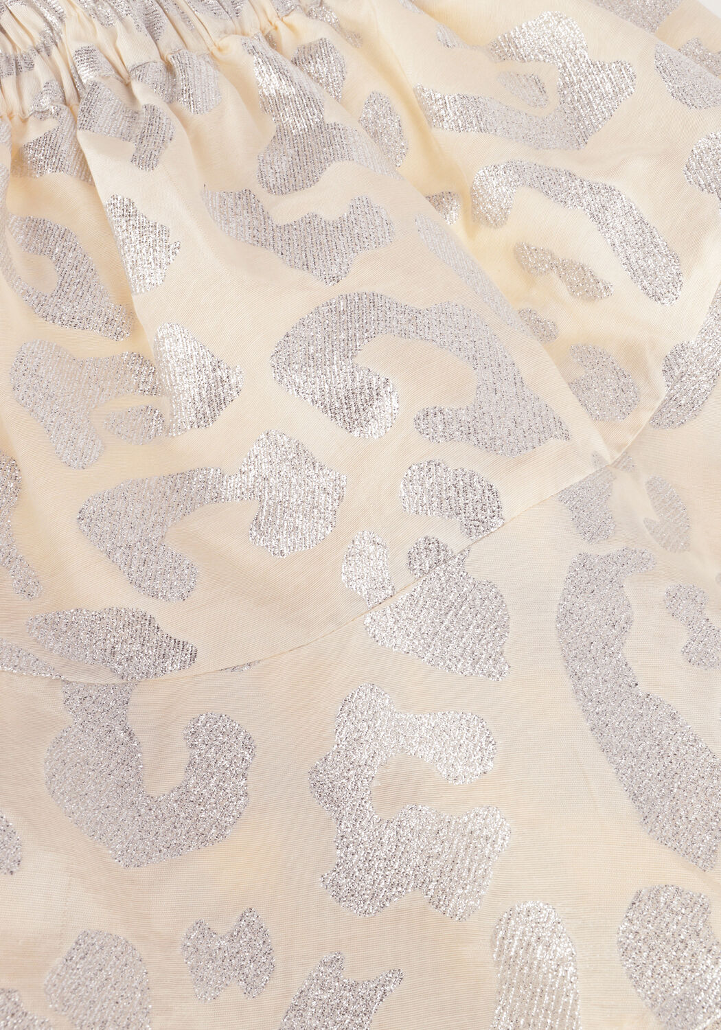 ALIX THE LABEL Mini-jupe LADIES WOVEN LUREX ANIMAL RUFFLE SKIRT en beige - large