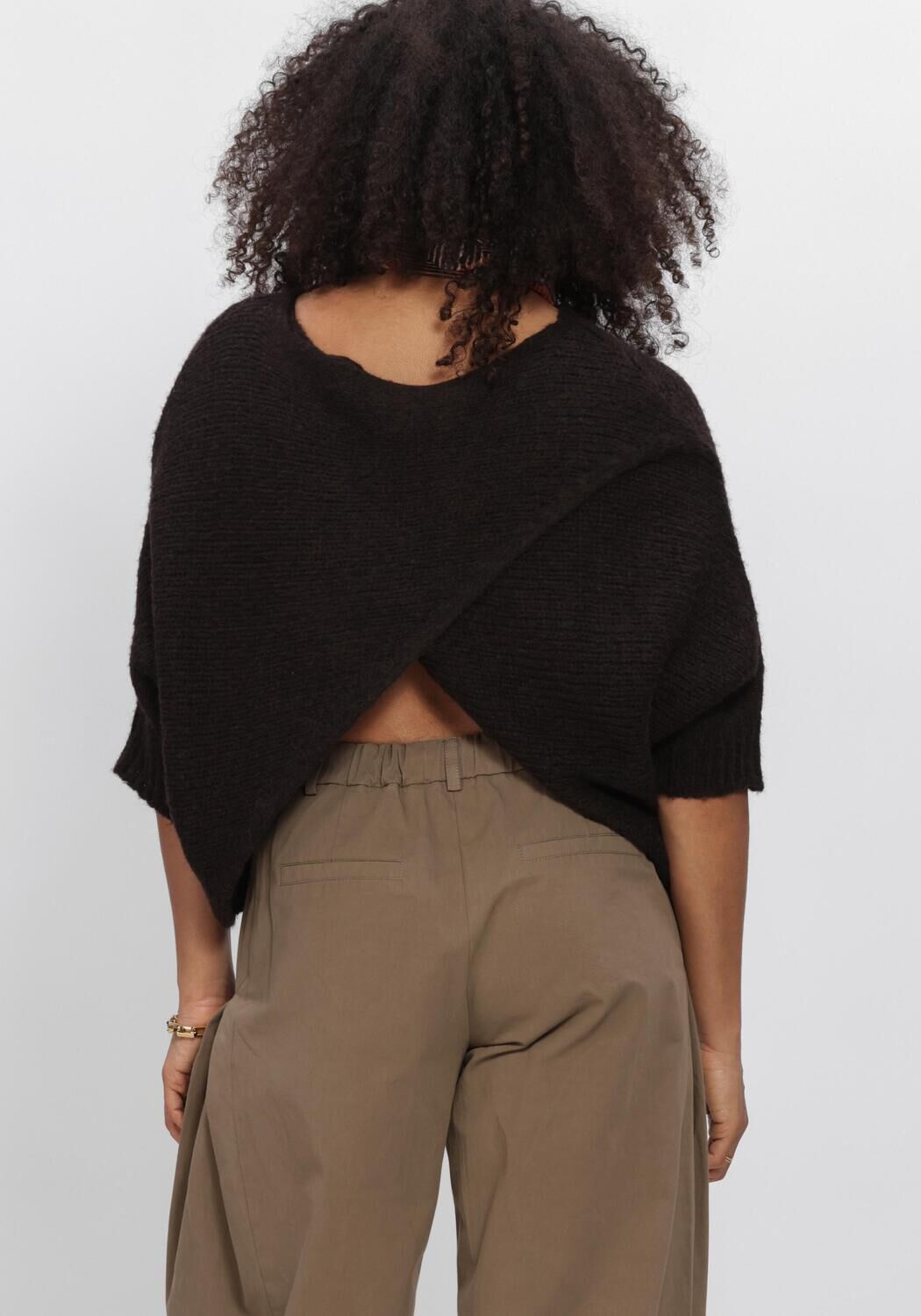 Bruine SUMMUM Trui WRAP SWEATER SUPER SOFT KNIT - large