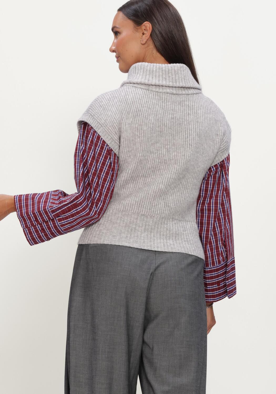 Lichtgrijze CO'COUTURE Spencer ROWCC ZIP KNIT VEST - large