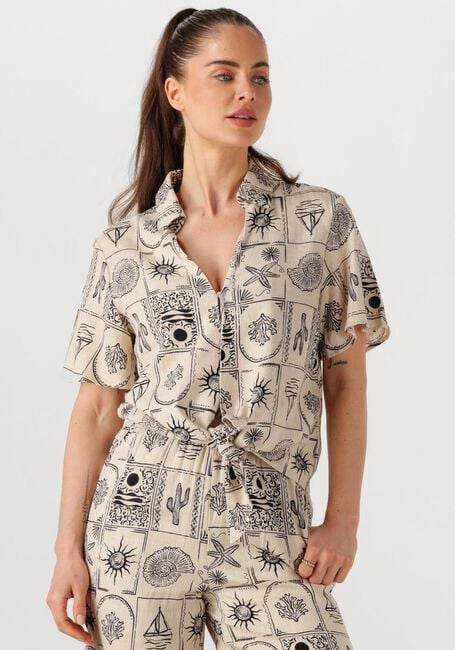 Ecru OBJECT  OBJEMBER RE S/S TIE SHIRT 139 - large