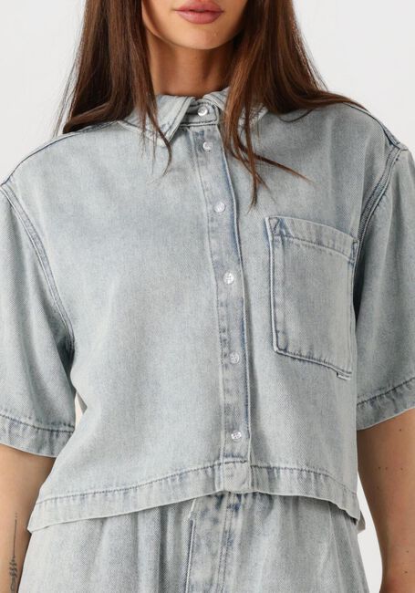 Blauwe CATWALK JUNKIE  SHORT SLEEVE DENIM BLOUSE - large