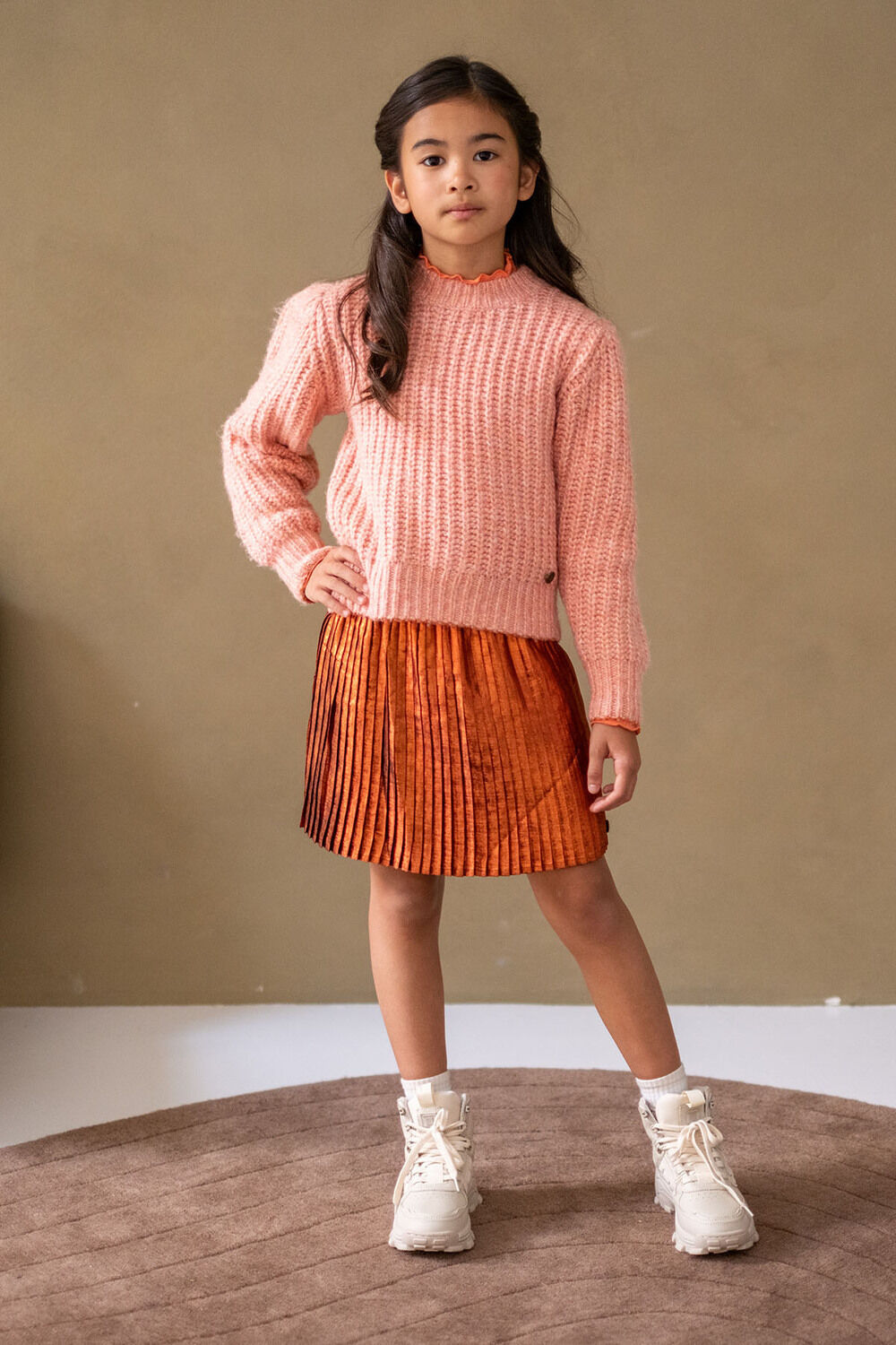 LIKE FLO Pull DOOR KNITTED SWEATER en orange - large