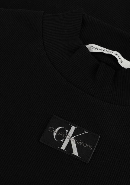 CALVIN KLEIN Mini robe WOVEN LABEL RIB LS DRESS en noir - large