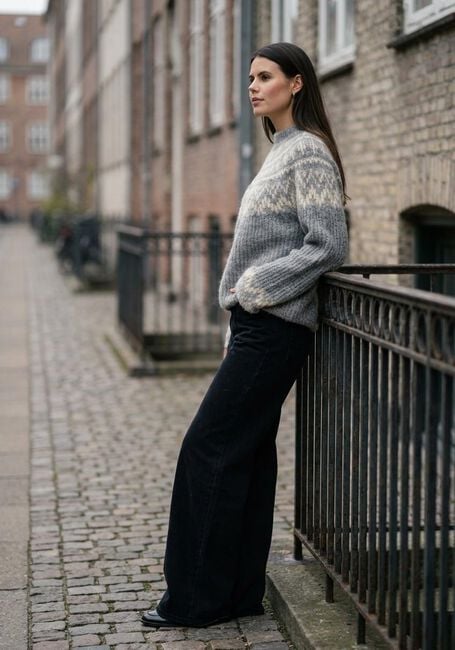 Grijze Y.A.S. Trui YASLIRI LS KNIT PULLOVER - large