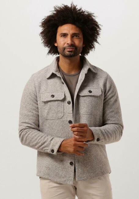 PROFUOMO Surchemise OVERSHIRT KNIT HERRINGB en beige - large