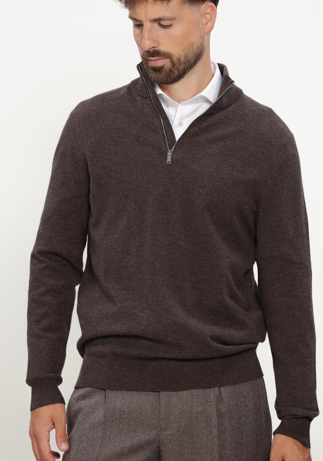 Bruine PROFUOMO Trui NEW WOOL BLEND - large