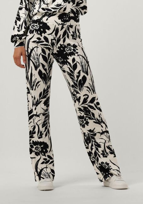 Gebroken wit JANSEN AMSTERDAM Flared broek HVF422 FLAIR PANTS FLOWER PRINT - large