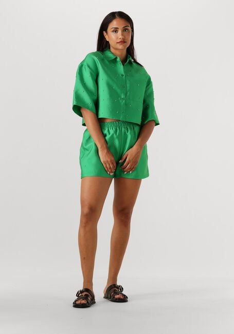 ALIX THE LABEL LADIES WOVEN EMBELLISHED SATIN BLOUSE Blouses en vert - large