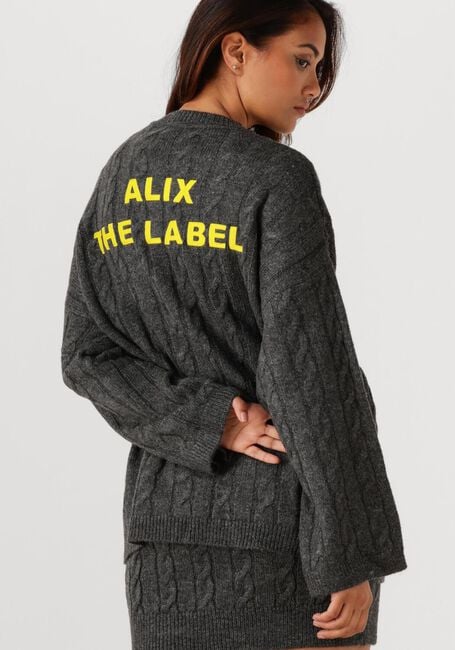 Donkergrijze ALIX THE LABEL Trui LADIES KNITTED CROPPED CABLE JUMPER - large