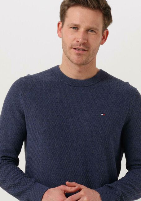 TOMMY HILFIGER Pull CROSS STRUCTURE CREW NECK en bleu - large