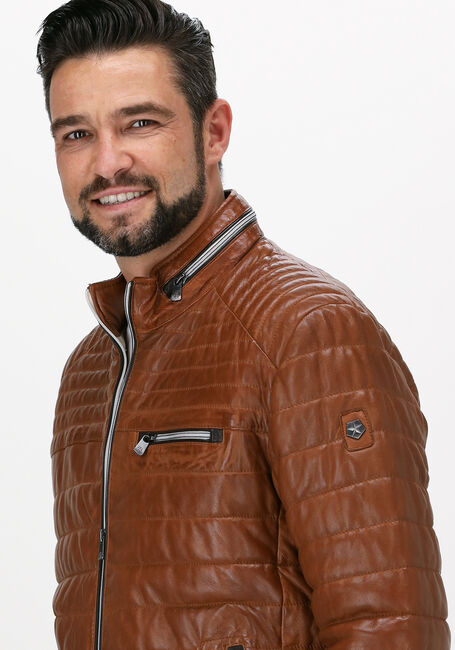 MILESTONE Veste en cuir TERENZIO en cognac - large
