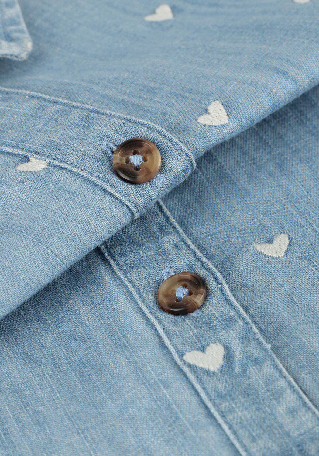 Lichtblauwe YOUR WISHES  SLUB DENIM PUFF SLEEVE SHIRT - large